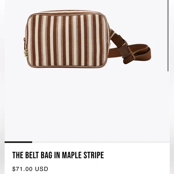 BEIS Striped Crossbody Bag - Brown and Cream - Picture 3 of 3